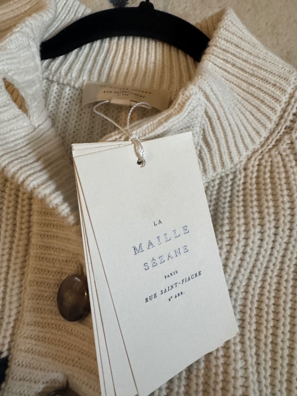 NWT Sezane Lucas Jumper in Ecru/Navy Size XS (Runs Large) - Picture 12 of 14